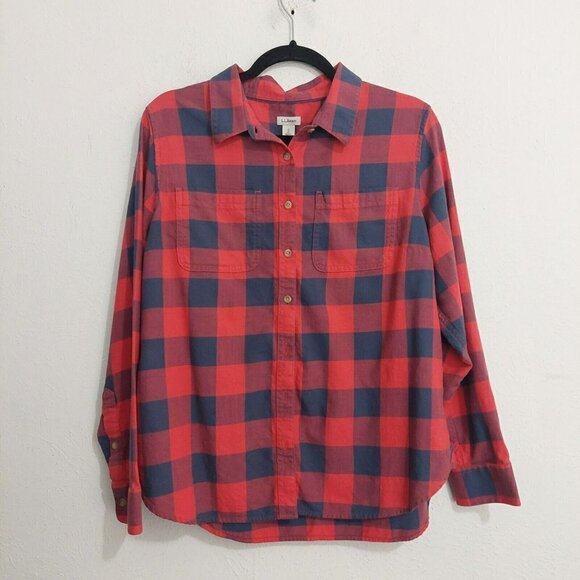 LL Bean Shirt Women's Multicolor Plaid Long Sleeve Button Down Double Pockets PS - Picture 1 of 8